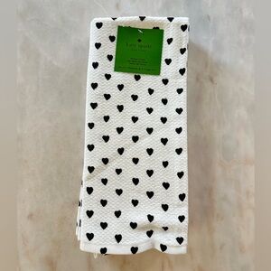 kate spade 3 Count Kitchen Towels with Black Heart Print